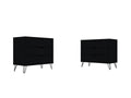 Black 3-Drawer Wood Dresser Set of 2 F686