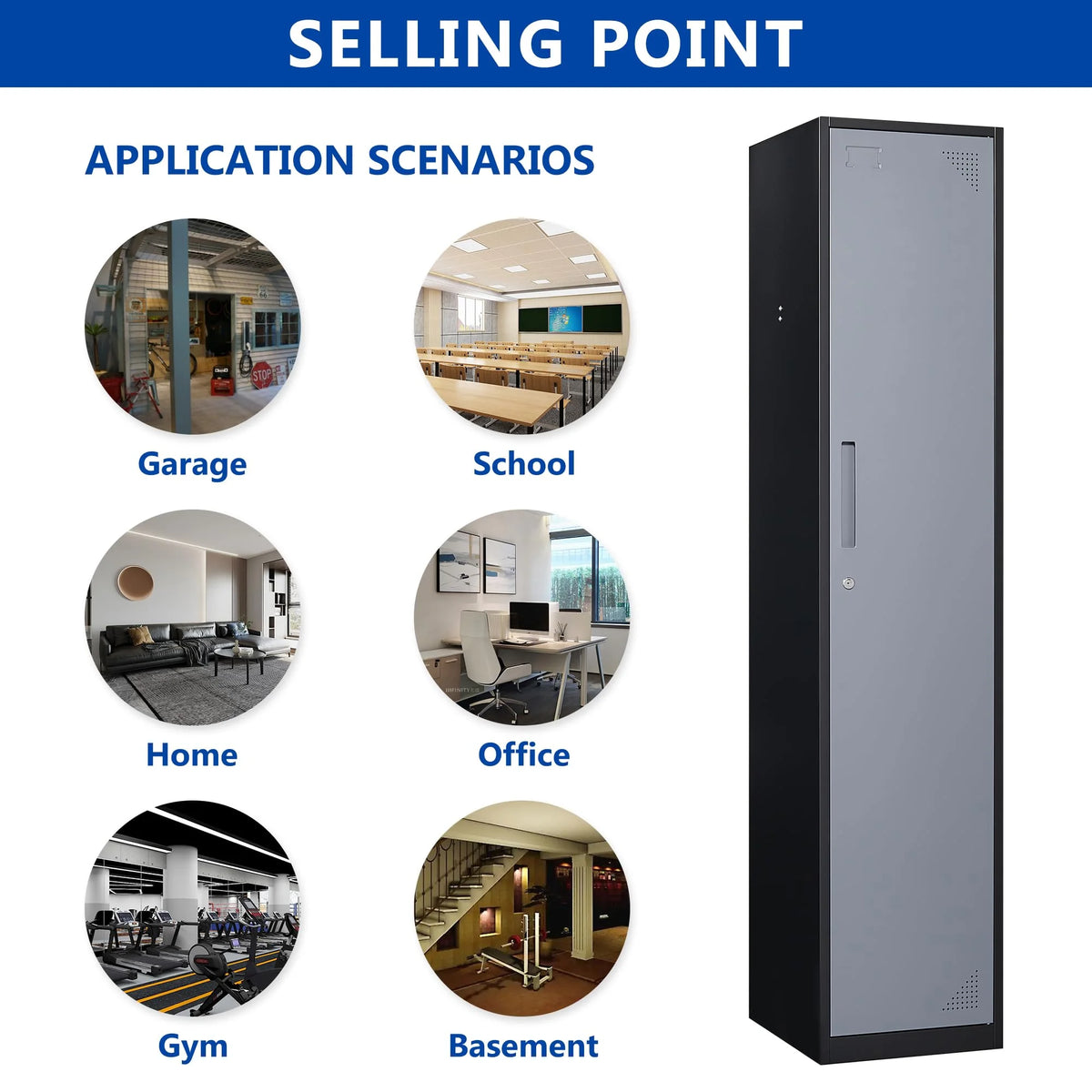 71" Gray Steel Storage Cabinet with Door K992