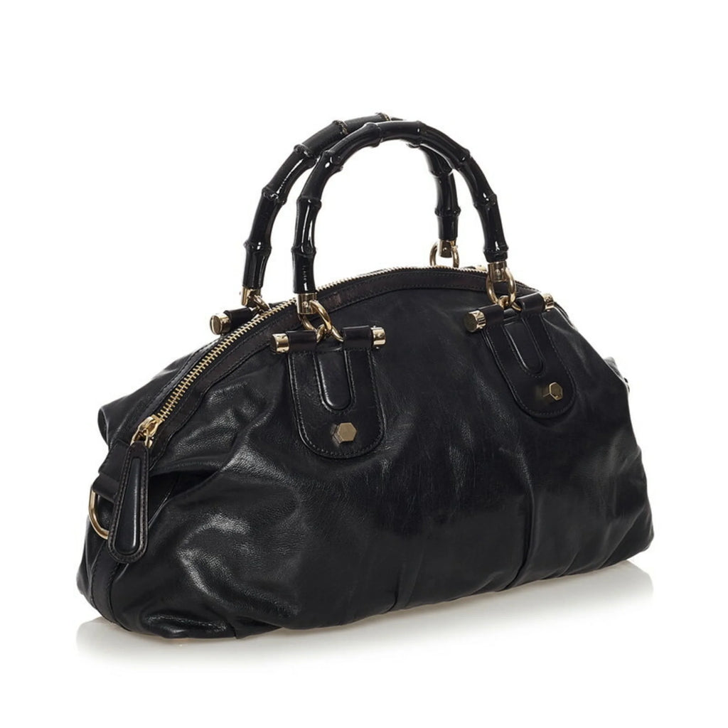 Black Leather Handbag O642