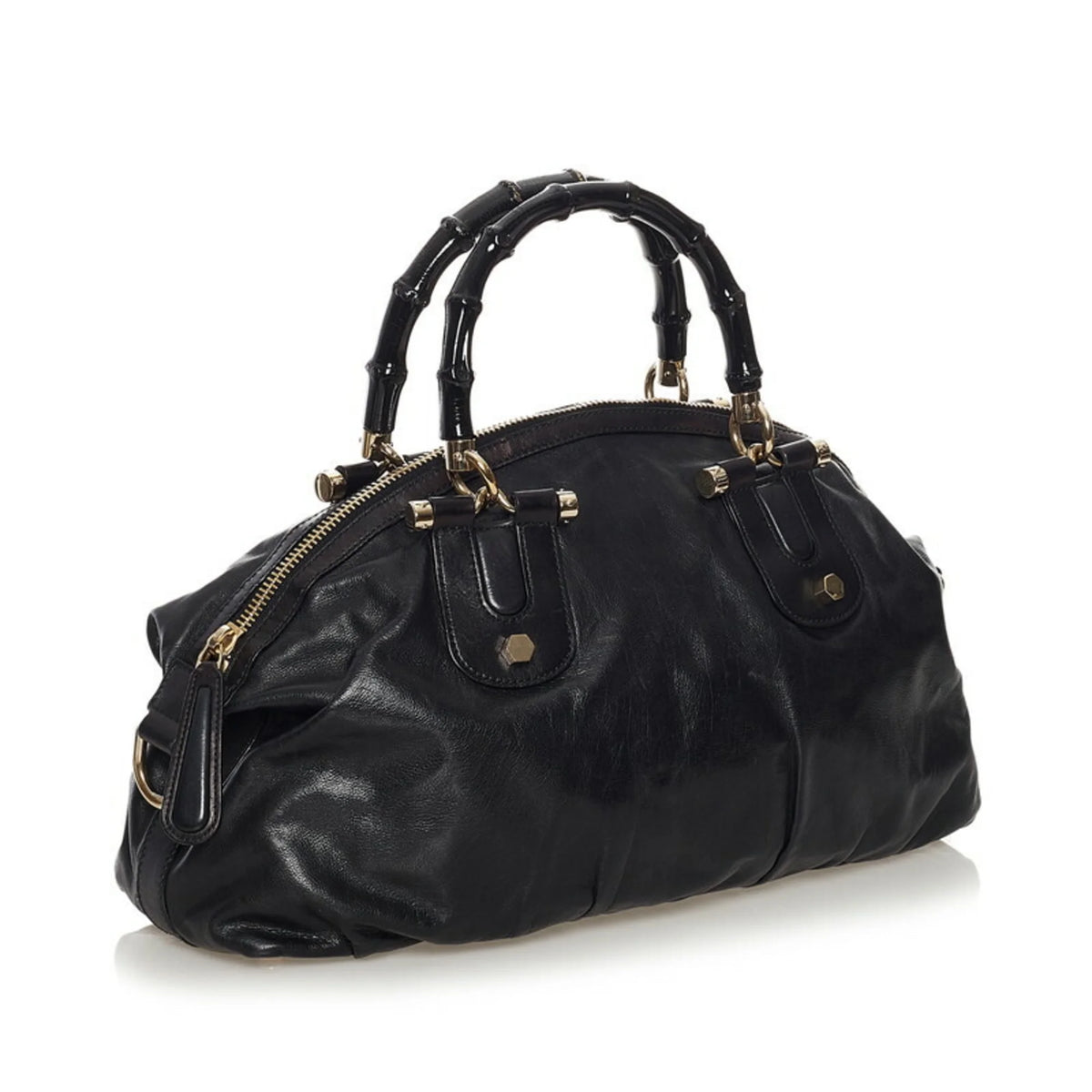 Black Leather Handbag O642