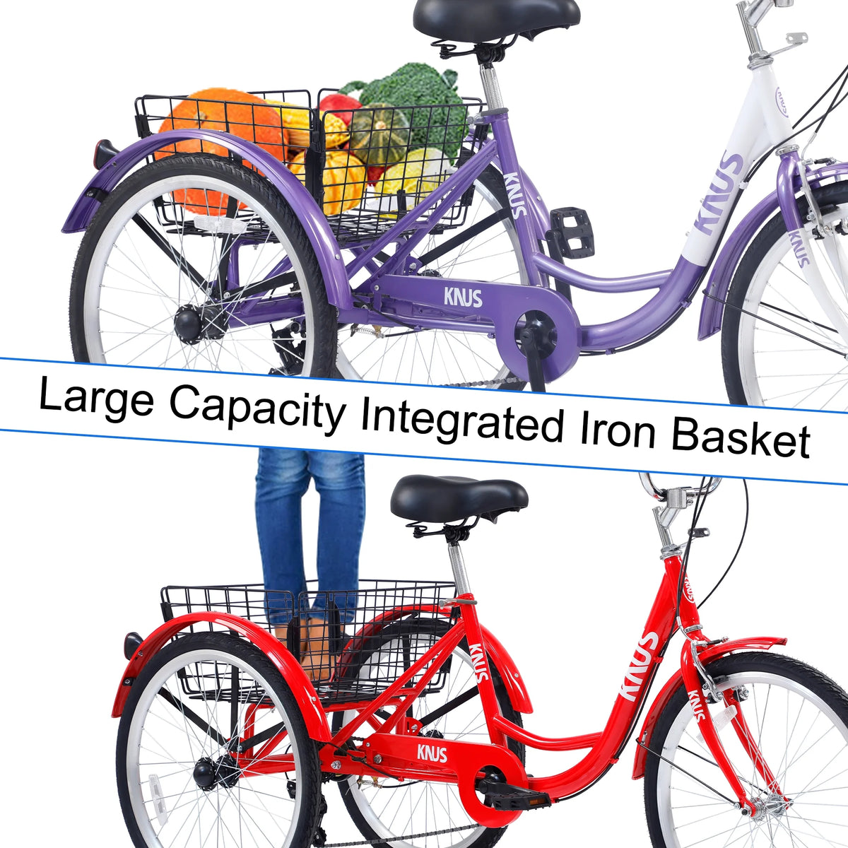 26 inch Single Speed Three Wheel Cruiser Bike with Large Basket B1334
