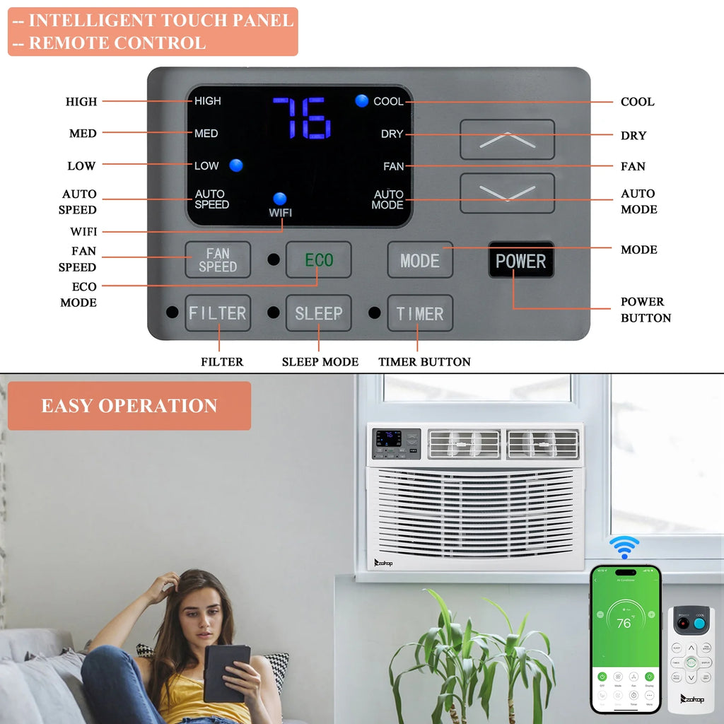8,000 BTU Window Air Conditioner with Remote Control L459324