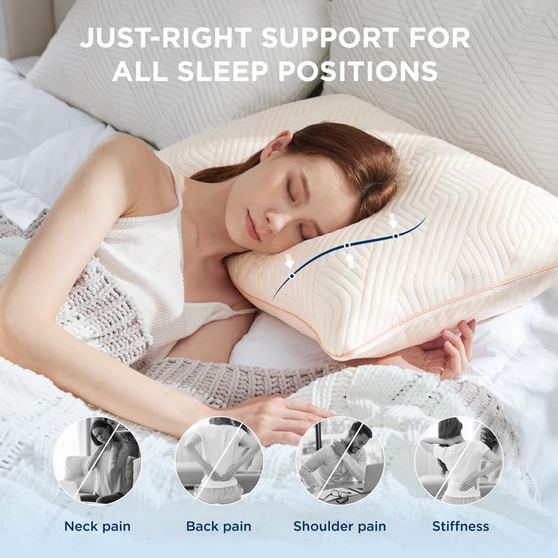 Memory Foam King Size Set of 2 Adjustable Cooling Pillows W972