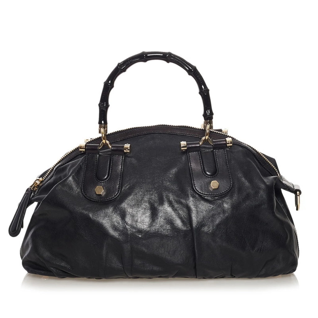 Black Leather Handbag O642