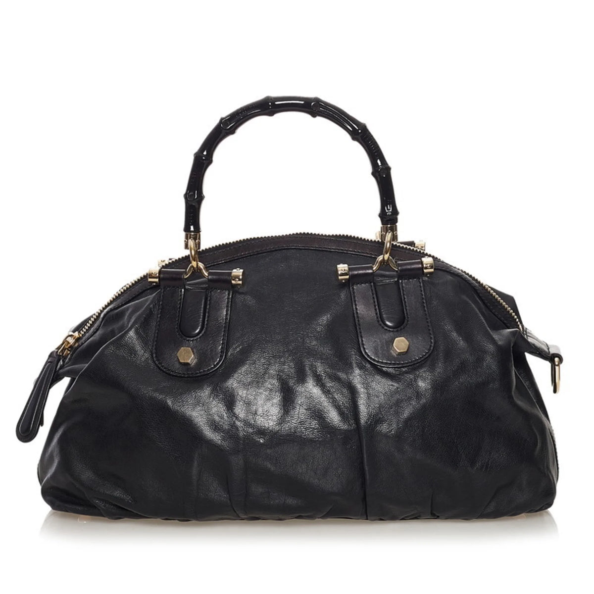 Black Leather Handbag O642
