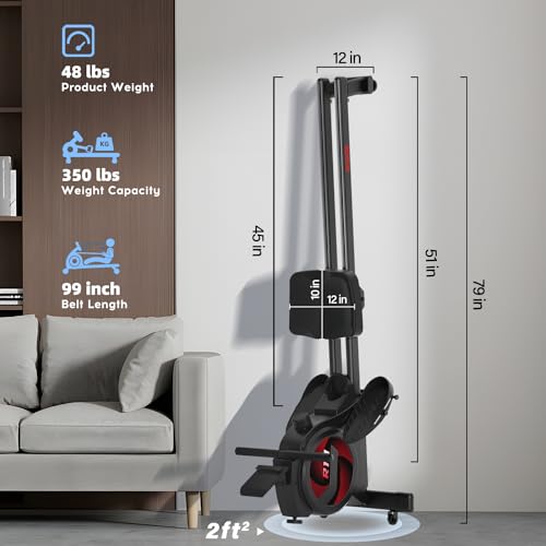 Rowing Machine with 350lb Weight Capacity and LCD Monitor C63202