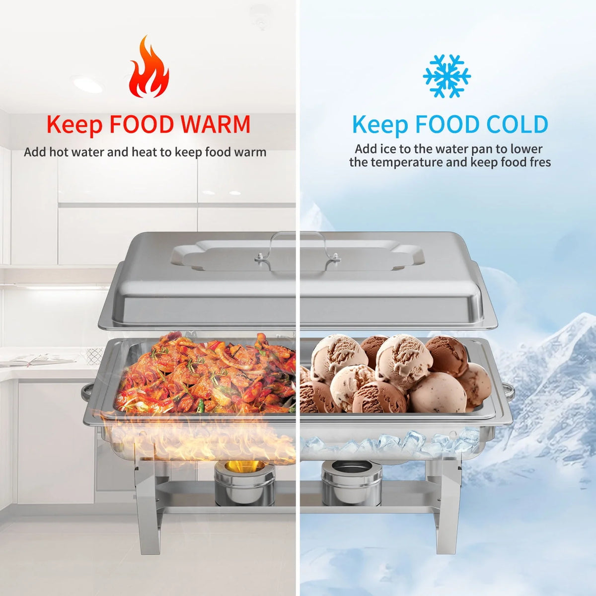 4 Pack 8QT Stainless Steel Chafing Dish Buffet Set Y23949