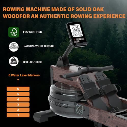 Rowing Machine with 350lb Weight Capacity and LCD Monitor C63202