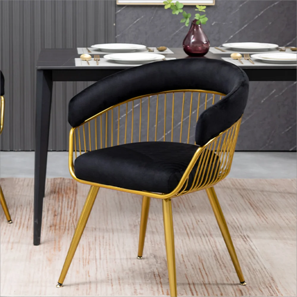 Set of 2 Black Velvet Dining Chairs A2590