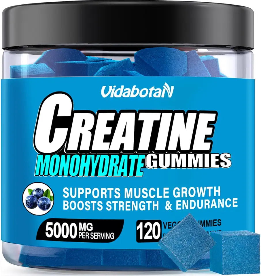 Sugar Free Creatine Monohydrate Gummies 5g with L-Taurine, Alpha GPC, Betaine Anhydrous, Blueberry Flavor, 120 Count S391808