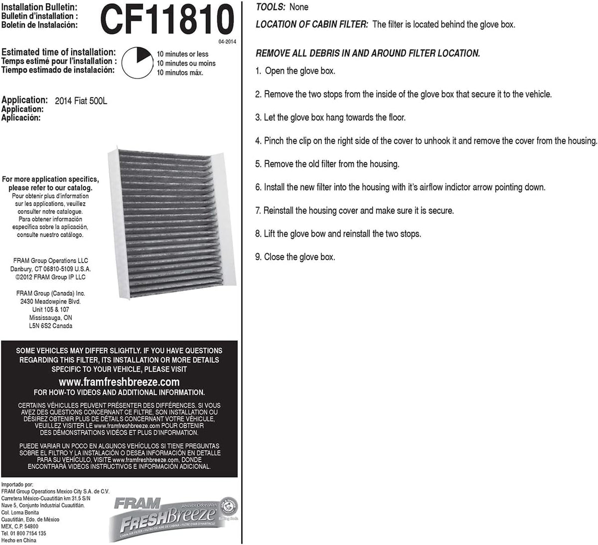 Cabin Air Filter with Baking Soda U88363