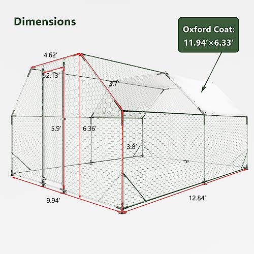 Large Metal Chicken Coop with Waterproof Cover K86133