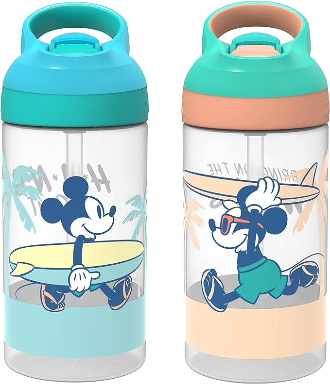 16oz 2 Pieces BPA-Free Plastic Kids Water Bottle with Straw E77850