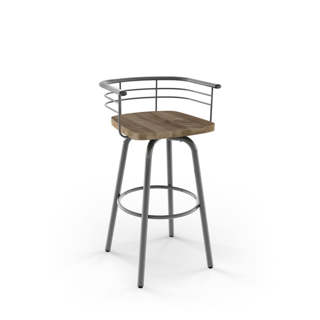 Swivel Metal Counter Stool with Distressed Wood Seat X746