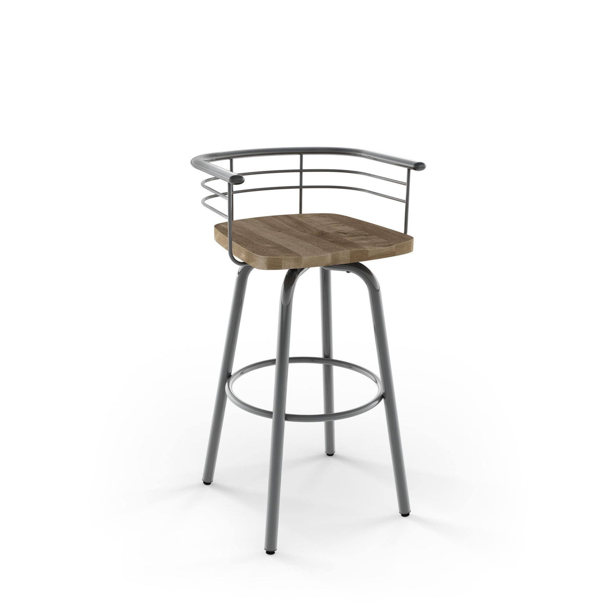 Swivel Metal Counter Stool with Distressed Wood Seat X746