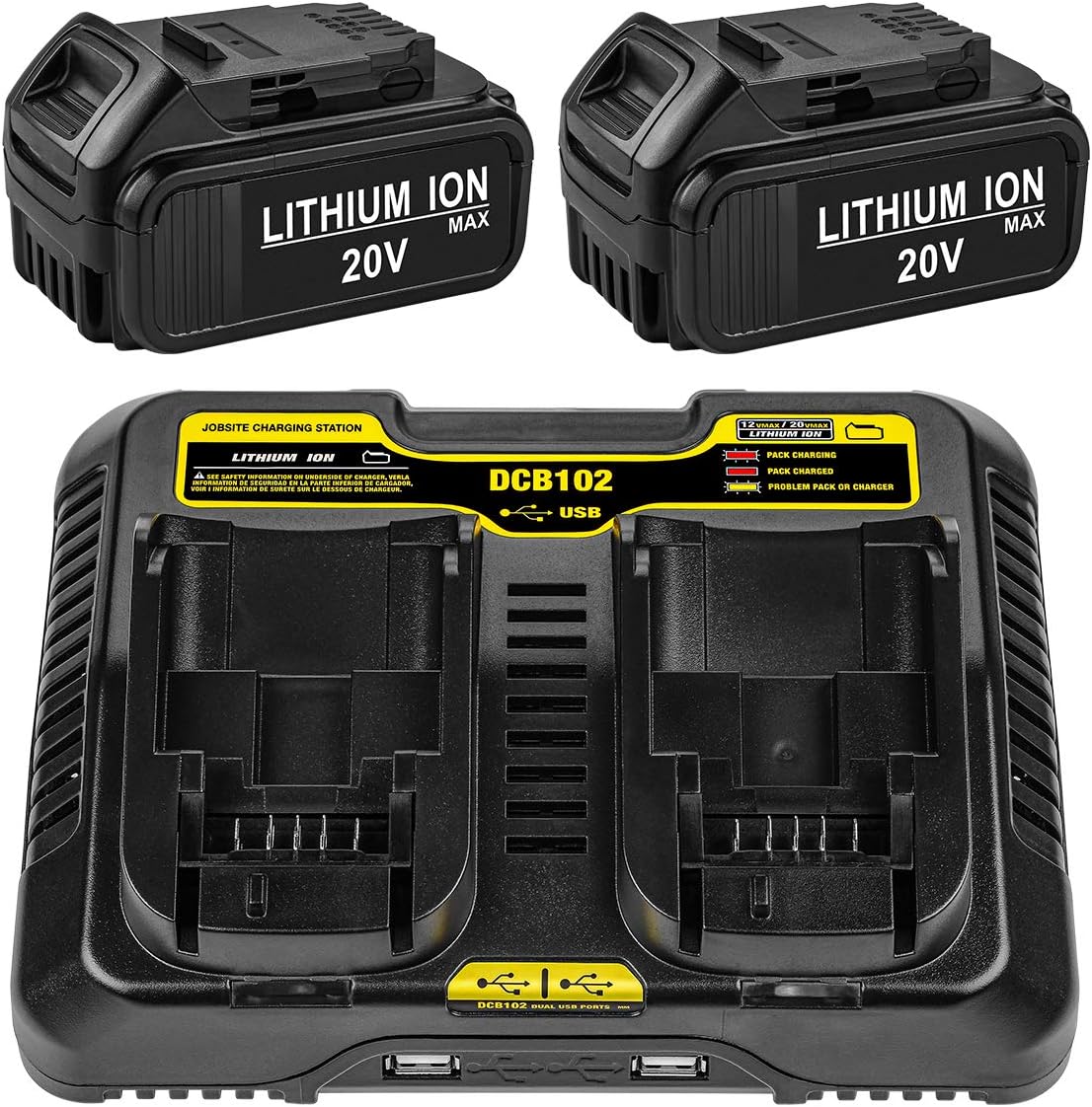 5.0Ah 2Pack Replacement Battery with Charger M259