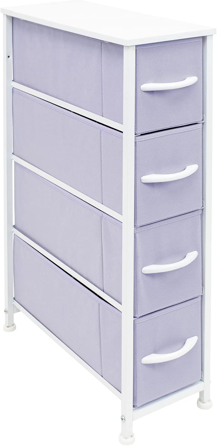 Narrow 4 Drawer Dresser Tower with Fabric Bins P165410