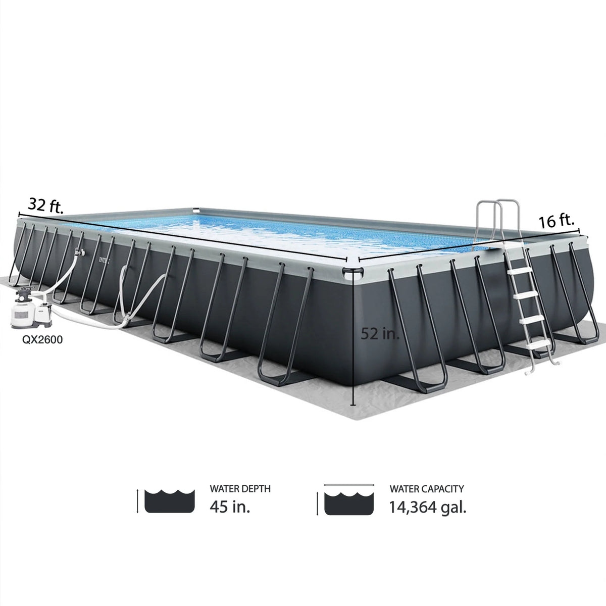 Rectangular Above Ground Swimming Pool Set F8214