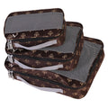 Brown Fleur De Lis Packing Cubes 3-Piece Set S444