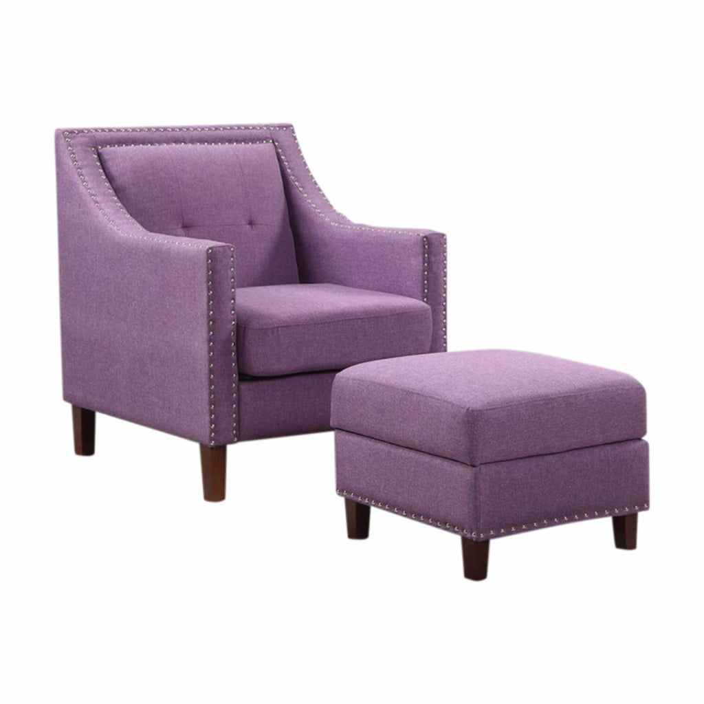 Purple Accent Chair with Storage Ottoman P76388