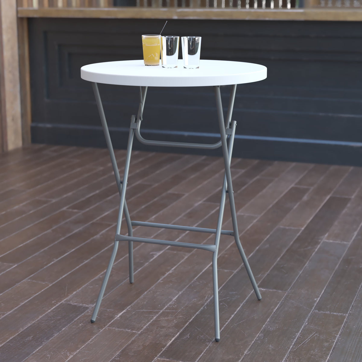 2.6-Foot Round Granite White Plastic Folding Table I1158