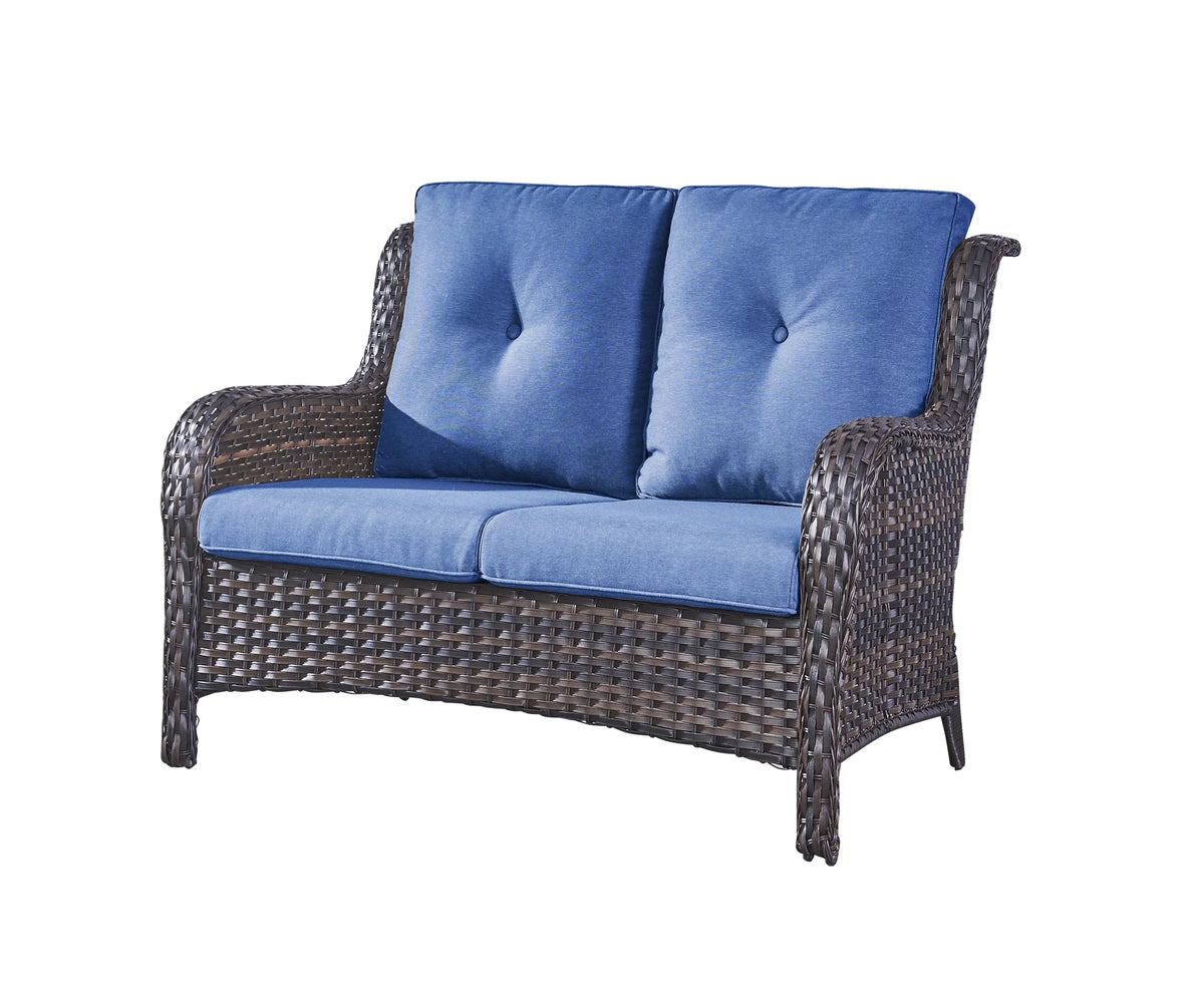 Blue 7Pcs Outdoor Rattan Patio Furniture Set with Cushion R857
