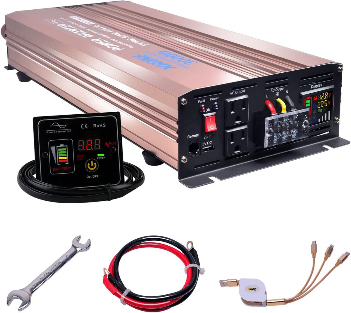 4000 Watts Pure Sine Wave Power Inverter with Remote Control and LED Display A6820