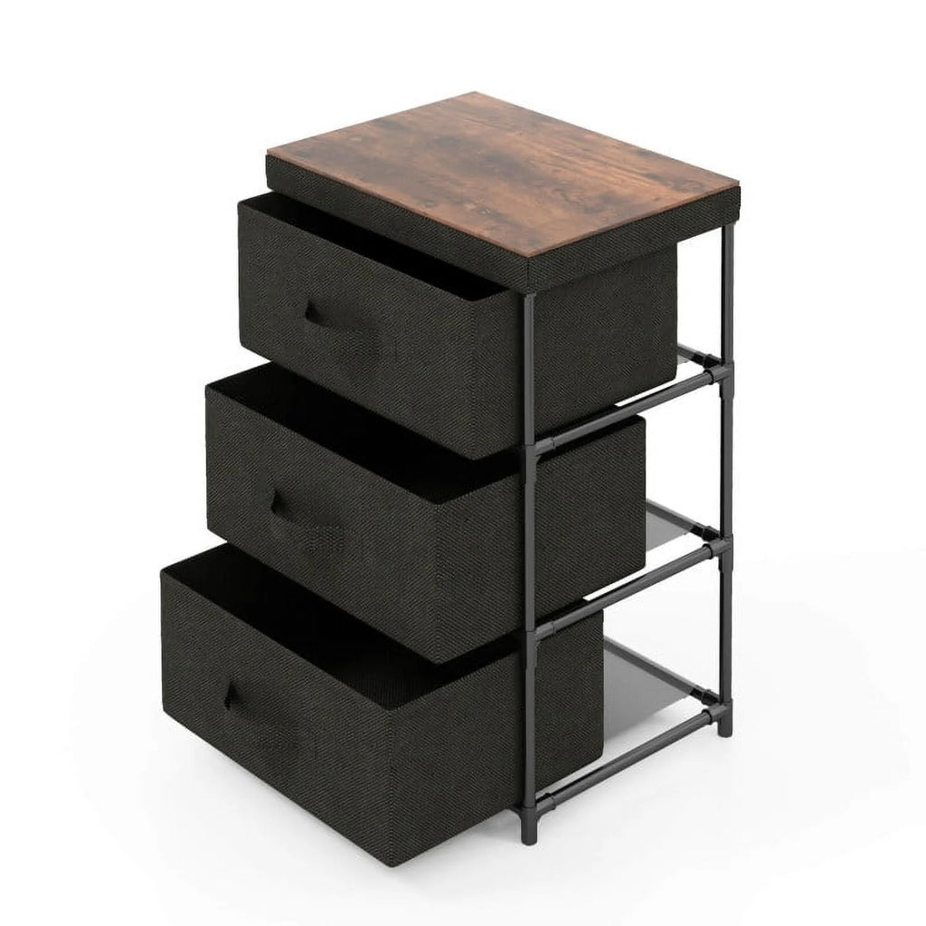 Grey Rustic Brown 2 Drawer Nightstand U9926