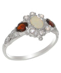9k White Gold Opal Garnet Cubic Zirconia Ring G445