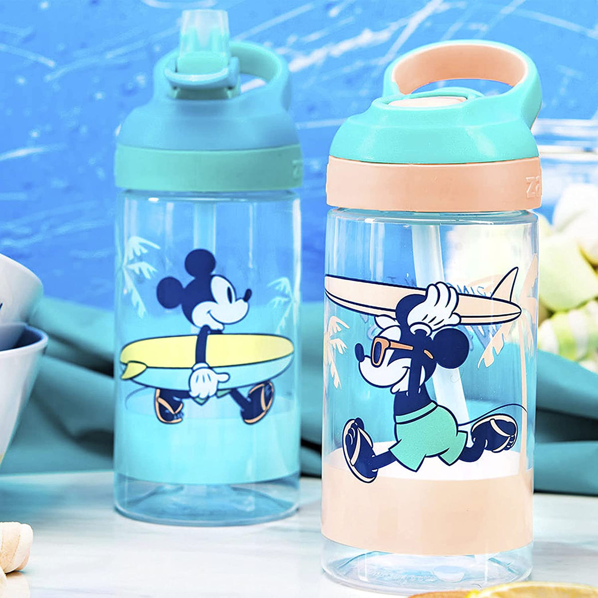 16oz 2 Pieces BPA-Free Plastic Kids Water Bottle with Straw E77850