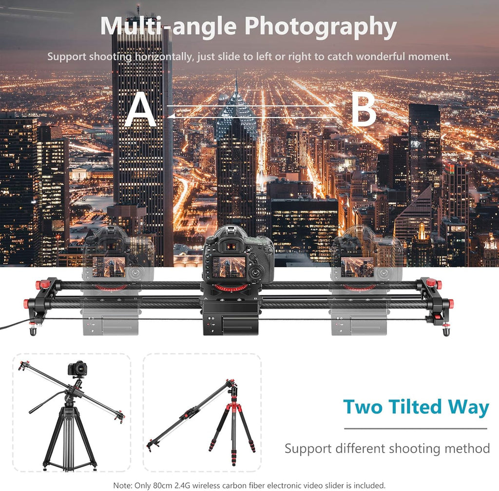 Motorized Camera Slider, 31.5-inch Carbon Fiber Track Rail, Load up to 22 lbs Z495