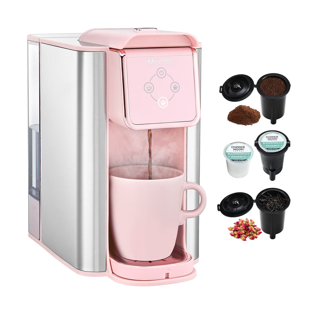 Pink 3-in-1 Single Serve Coffee Machine with Removable 50 Oz Water Reservoir Q196504