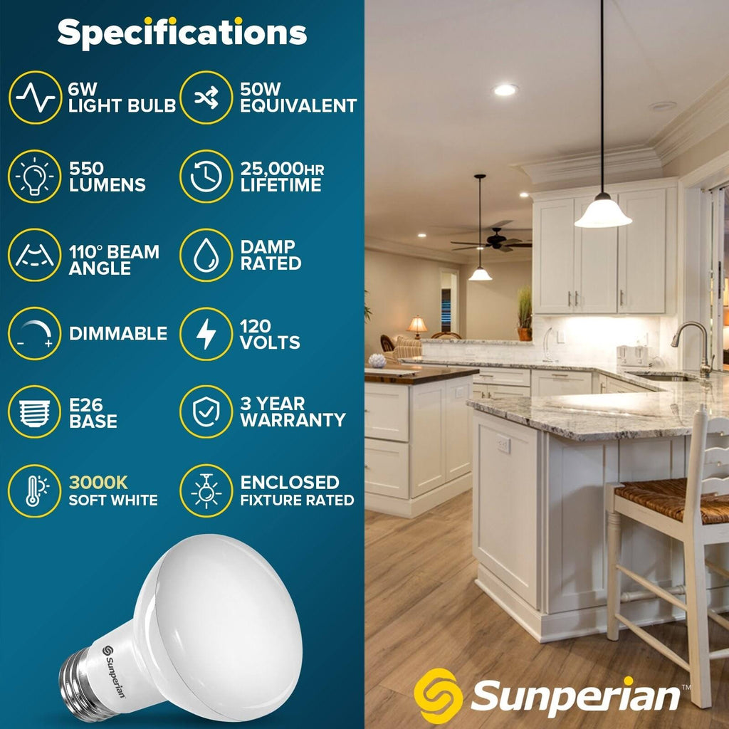 12 Pack 6W 550lm Dimmable LED Flood Light Bulbs E26 Base 5000K Y65940