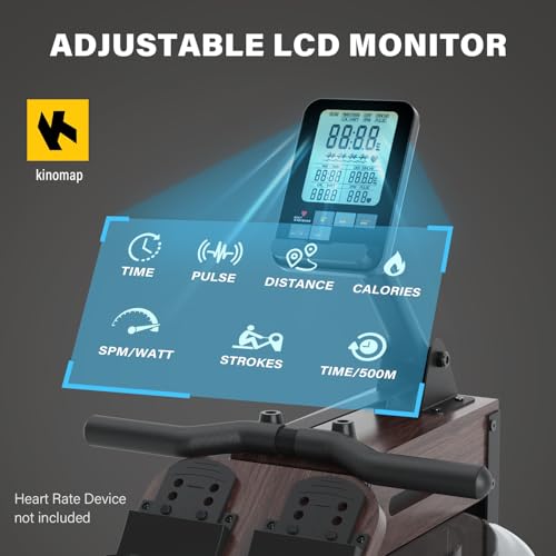 Rowing Machine with 350lb Weight Capacity and LCD Monitor C63202