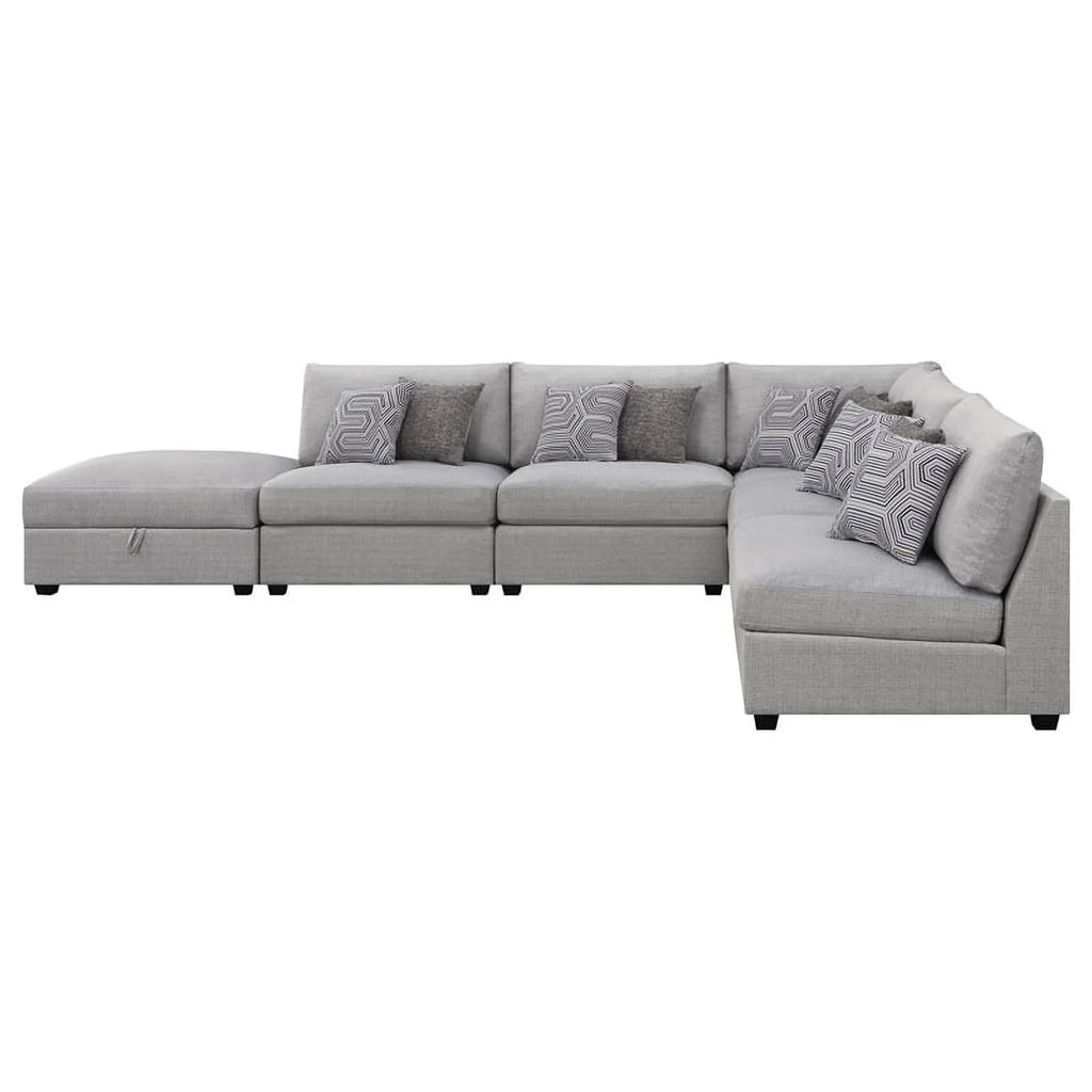 Gray 6-piece Fabric Upholstered Modular Sectional H4183