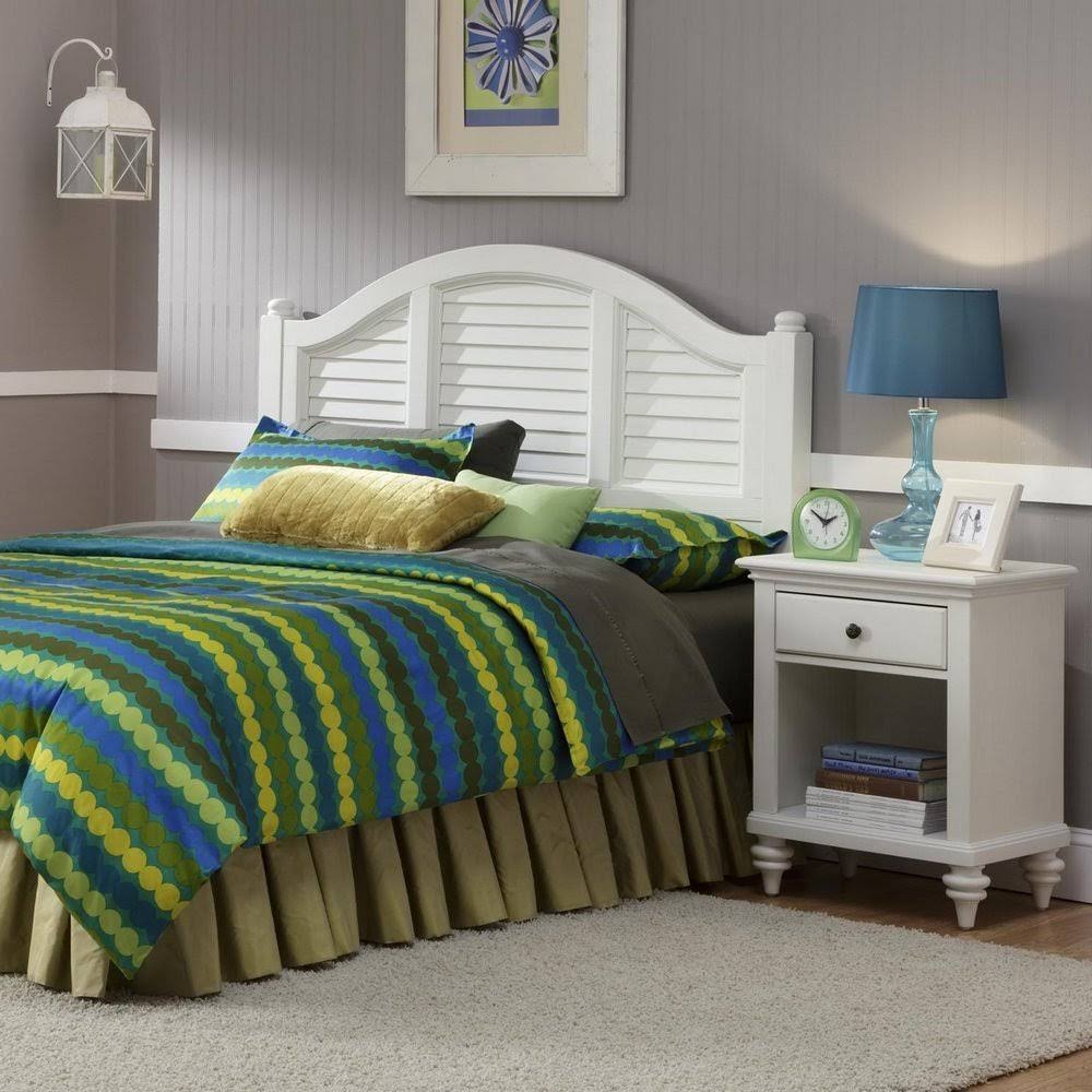 Brushed White Headboard and Night Stand P17741