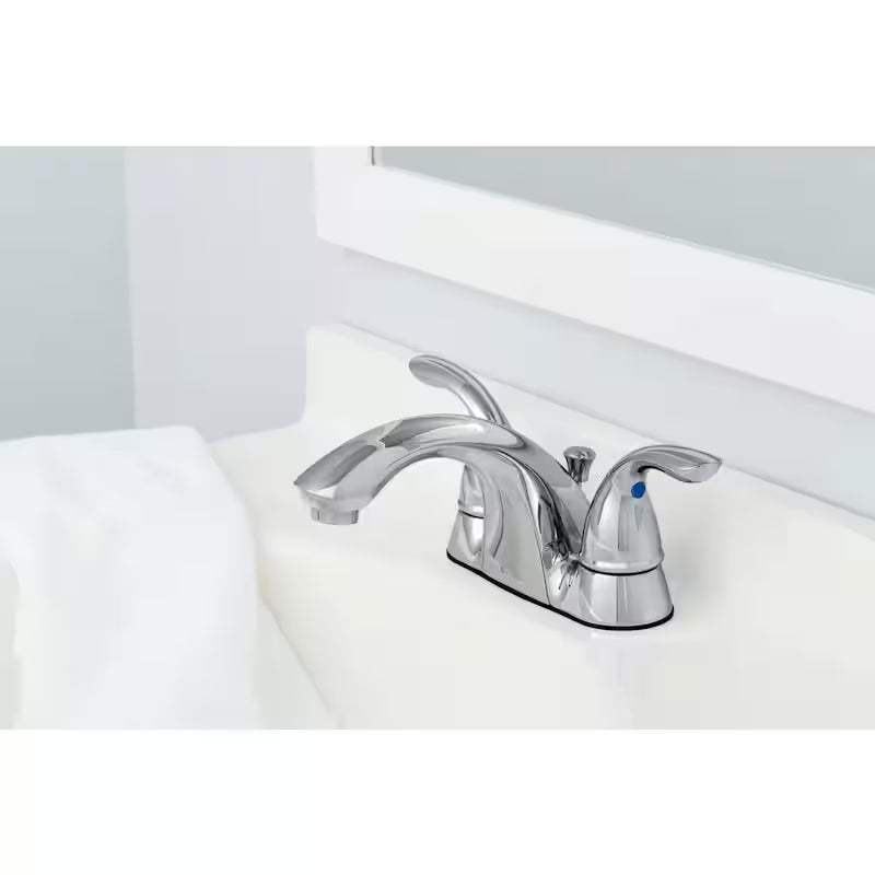 4 in. Centerset Double Handle Low-Arc Bathroom Faucet in Chrome Y8049