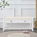 Wood Storage Bench with Cushion and 2 Drawers W51916