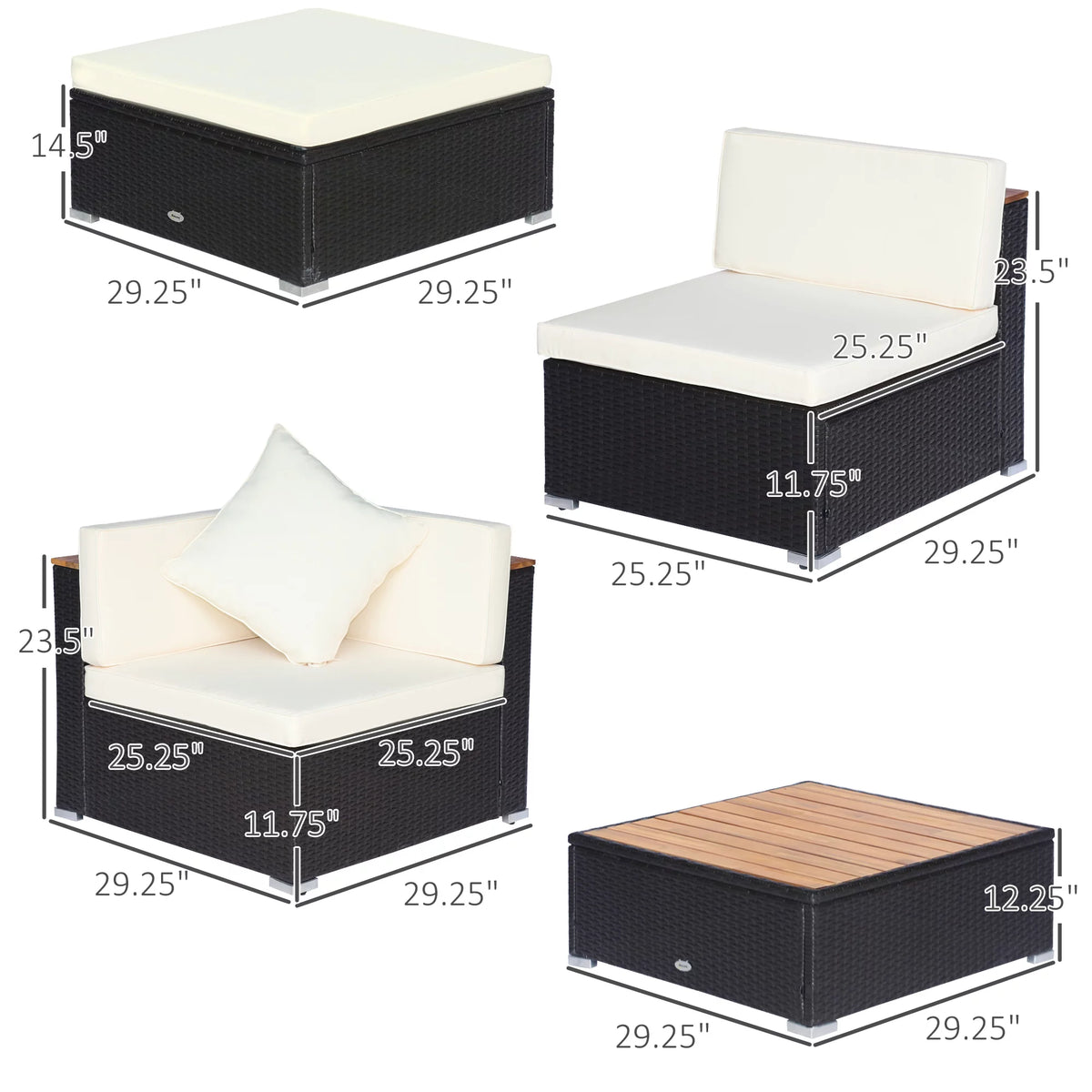 6 PCs Outdoor Rattan Sofa Set H3459