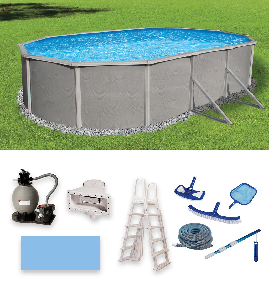 12-ft x 24-ft Oval 52-in Deep Metal Wall Swimming Pool W778549
