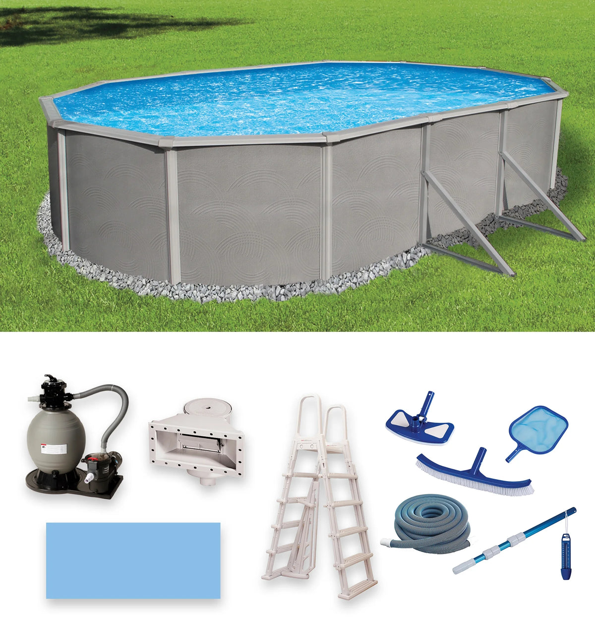12-ft x 24-ft Oval 52-in Deep Metal Wall Swimming Pool W778549