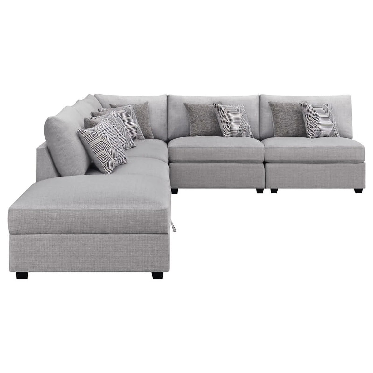 Gray 6-piece Fabric Upholstered Modular Sectional H4183