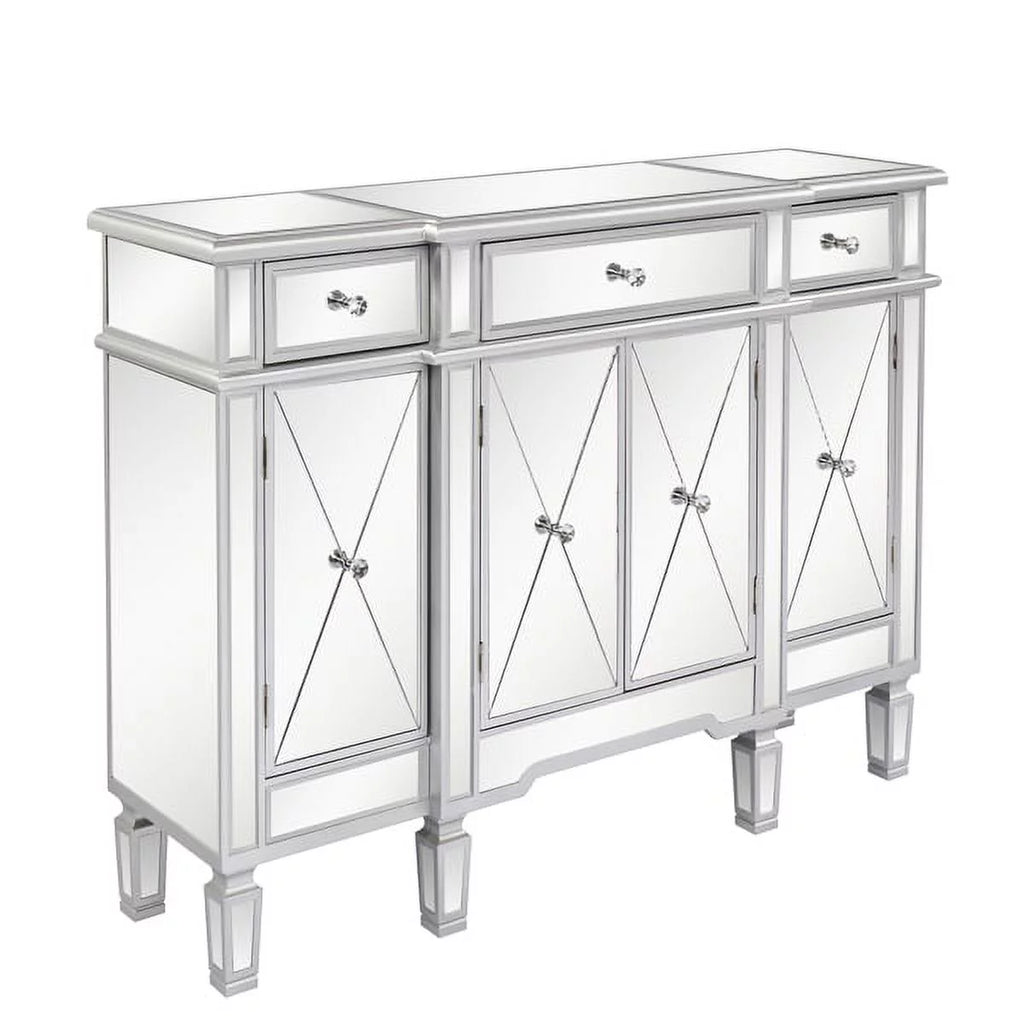 Mirrored Finish Glass TV Stand with 3 Drawers D234533