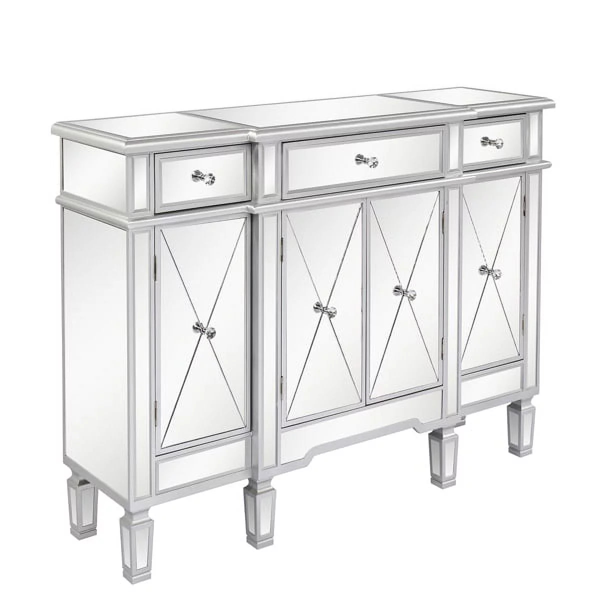 Mirrored Finish Glass TV Stand with 3 Drawers D234533