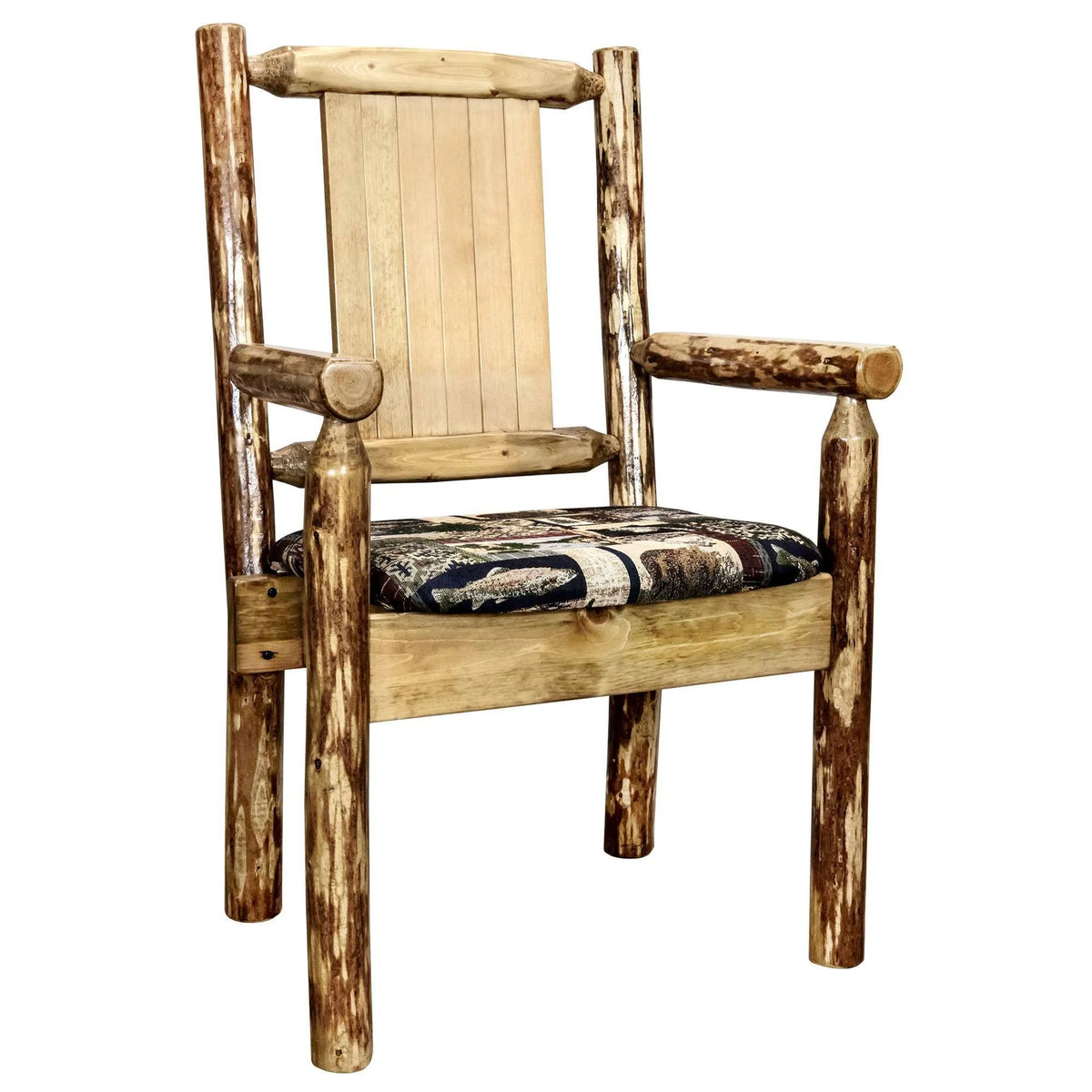 Woodland Upholstery Laser Engraved Elk Design Captain's Chair A4366