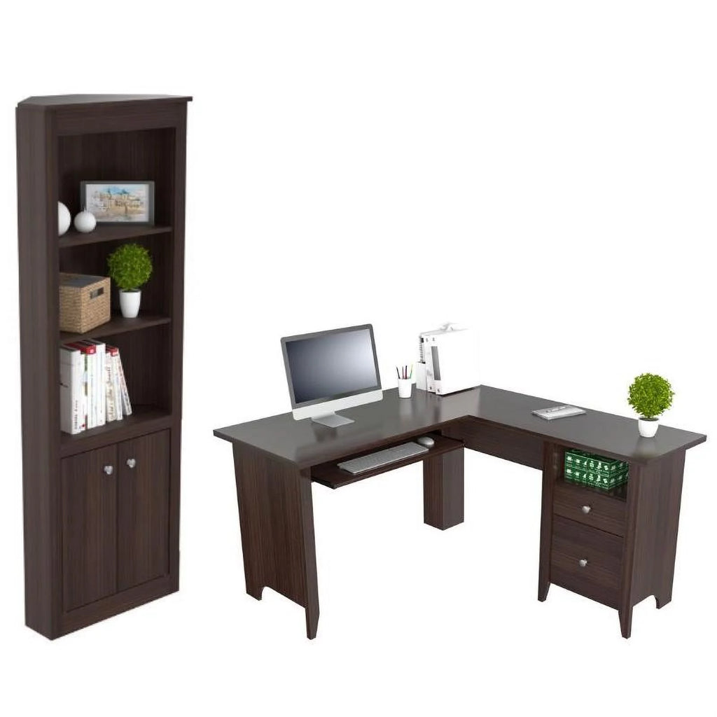 L-Shaped Computer Desk & Corner Bookcase T70933