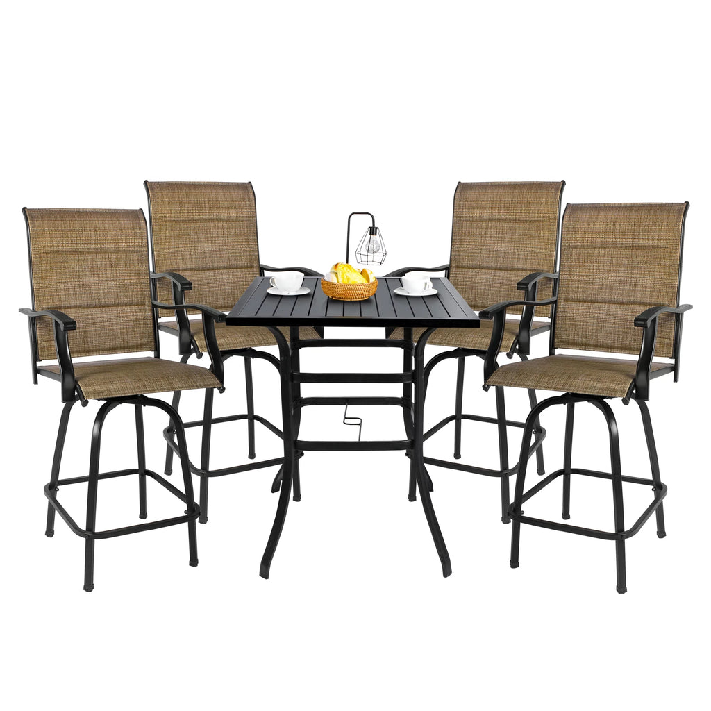 5-Piece Outdoor Textile Bar Set with Swivel Bar Stools E7452