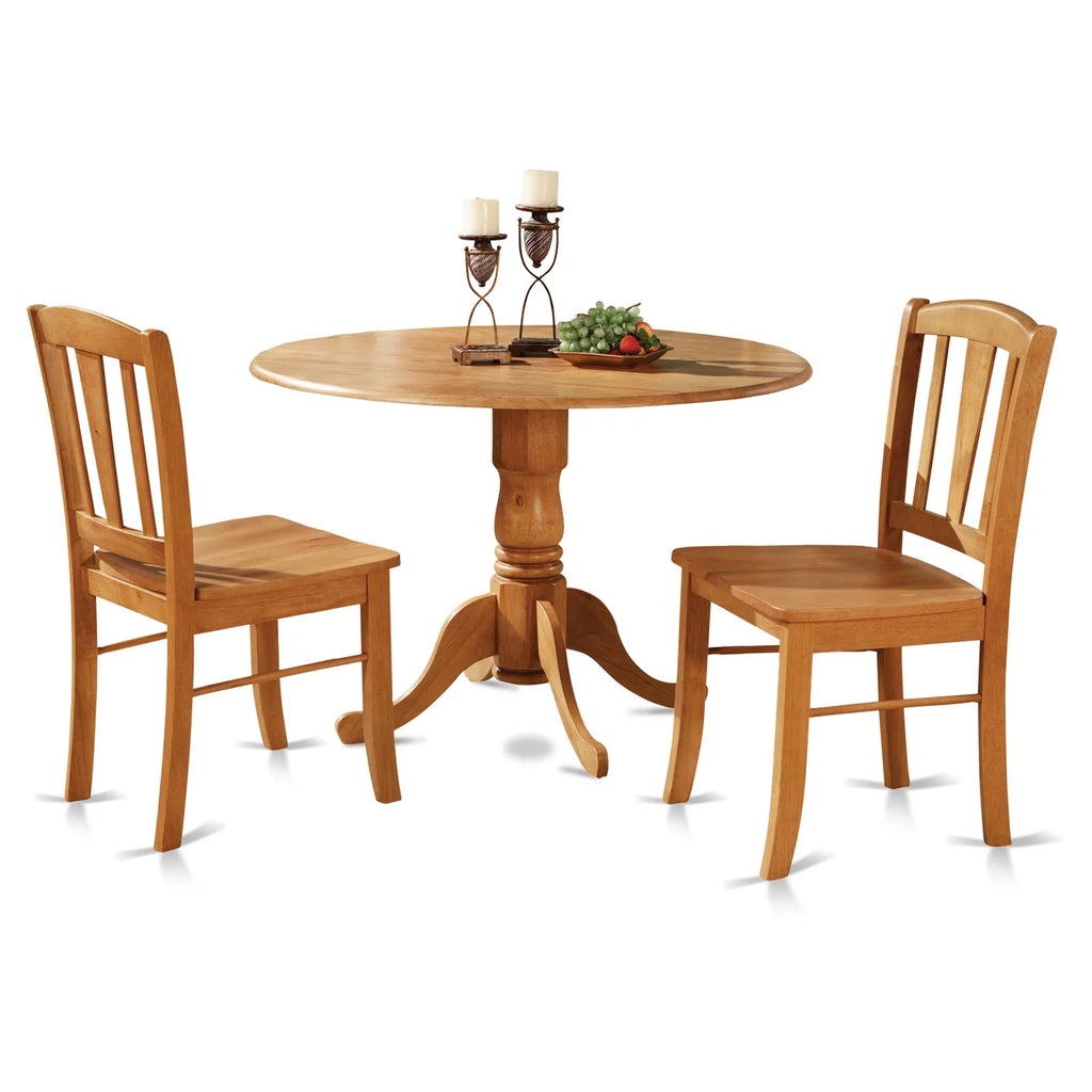 Traditional Wood Dining Set with Round Table in Oak A751