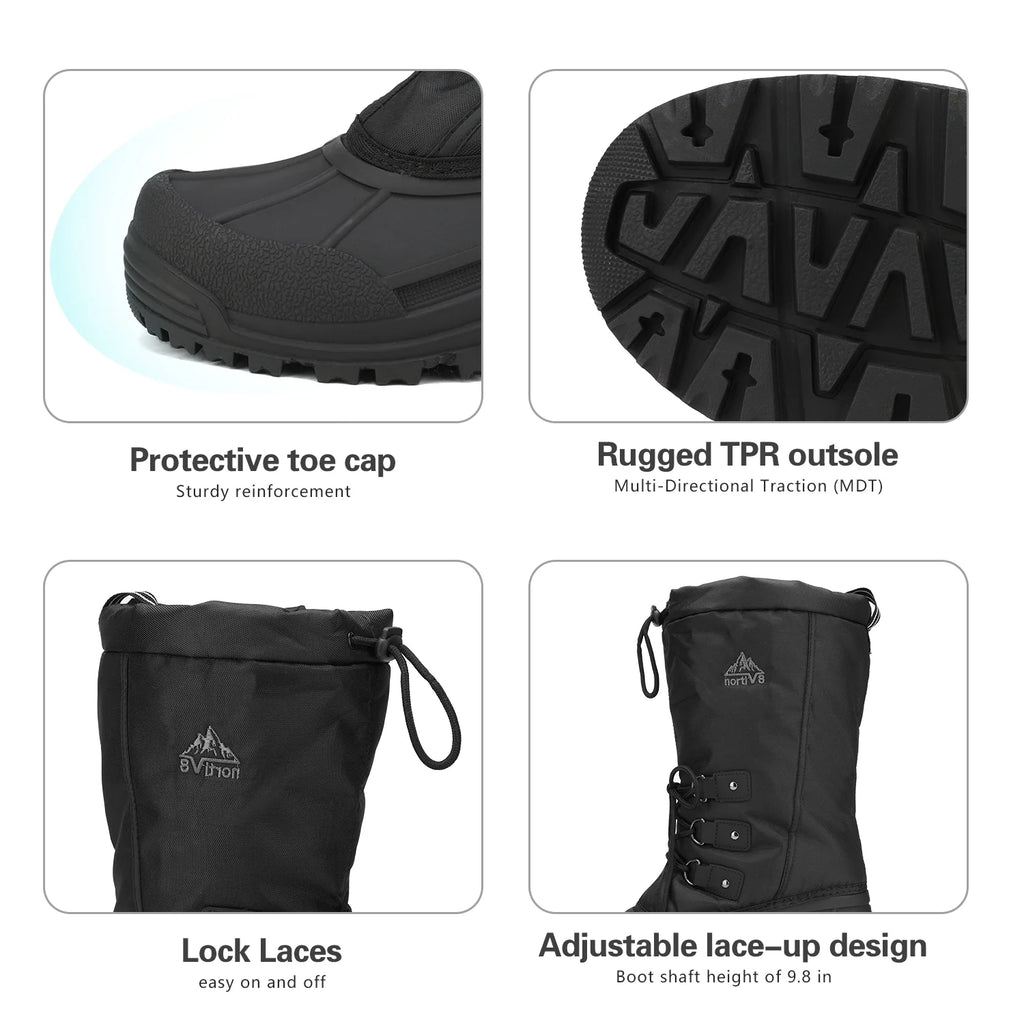 Black Waterproof Winter Snow Boots U37758