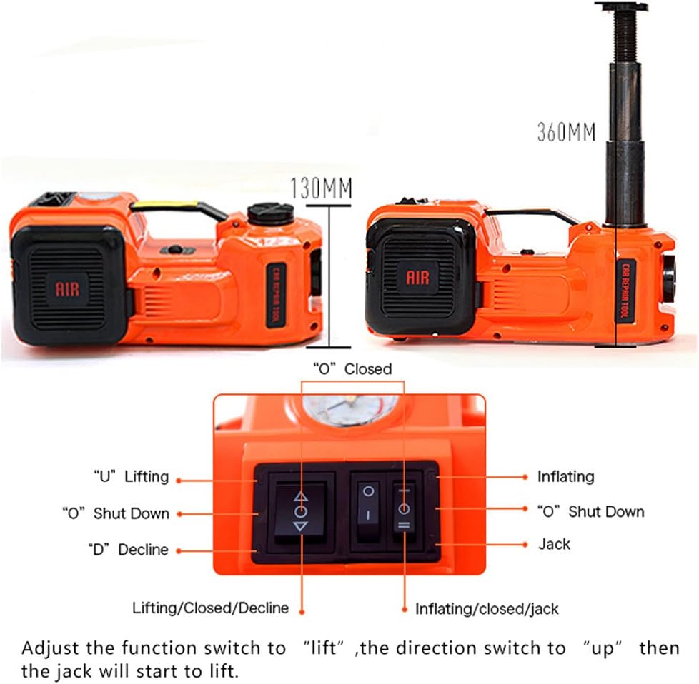 12V DC Electric Hydraulic Floor Jack 3 in 1 Set with Safe Hammer Car Repair Tool Kit Q838008